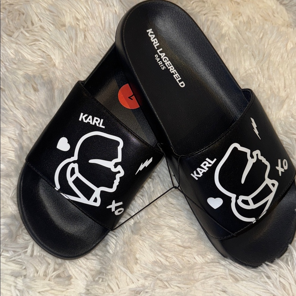 Karl Lagerfeld Women’s Black Logo Slides